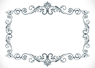 Black and white floral vintage frame with copy space vector temp