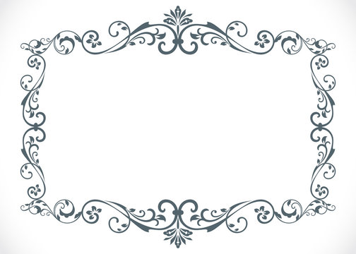 Black And White Floral Vintage Frame With Copy Space Vector Temp