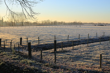 Fototapeta na wymiar Winter morning in the Province Limburg, The Netherlands