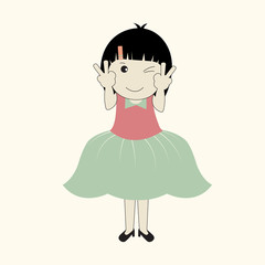 vector illustration of cute cartoon girl.