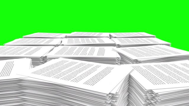 Variety of Paper Stacks Rise. camera rises up as stacks of paper grow. Matte for isolation and ambient occlusion pass

