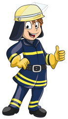 Vektor Illustration eines kleinen Feuerwehrmanns