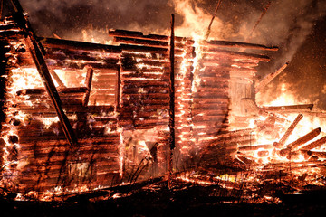  Burning wooden house