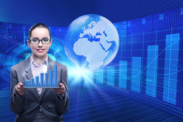 Businesswoman in stock trading business concept