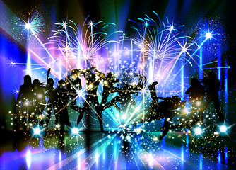 Fototapeta na wymiar Party Background, club, nightlife, fireworks background easy all