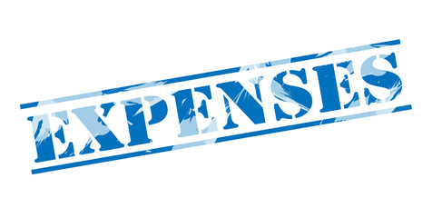 expenses blue stamp on white background