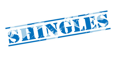 shingles blue stamp on white background