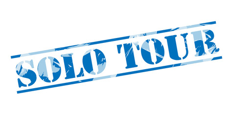 solo tour blue stamp on white background