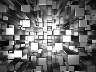 Fototapety  Srebrne kwadraty wytłaczane abstrakcyjne tło, 3d