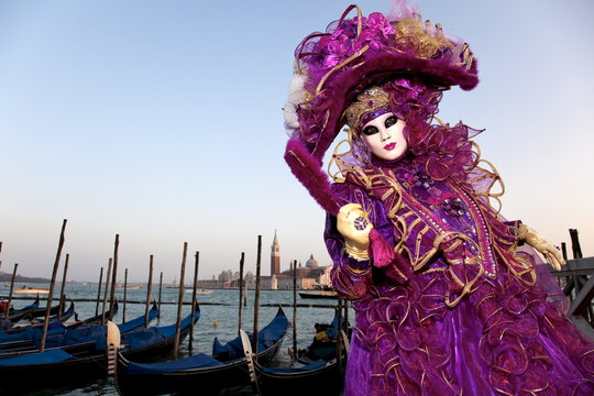 Masks at Venice Carnival in St. Mark's Square, Venice, Veneto