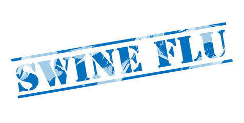 swine flu blue stamp on white background