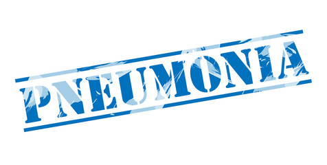 pneumonia blue stamp on white background