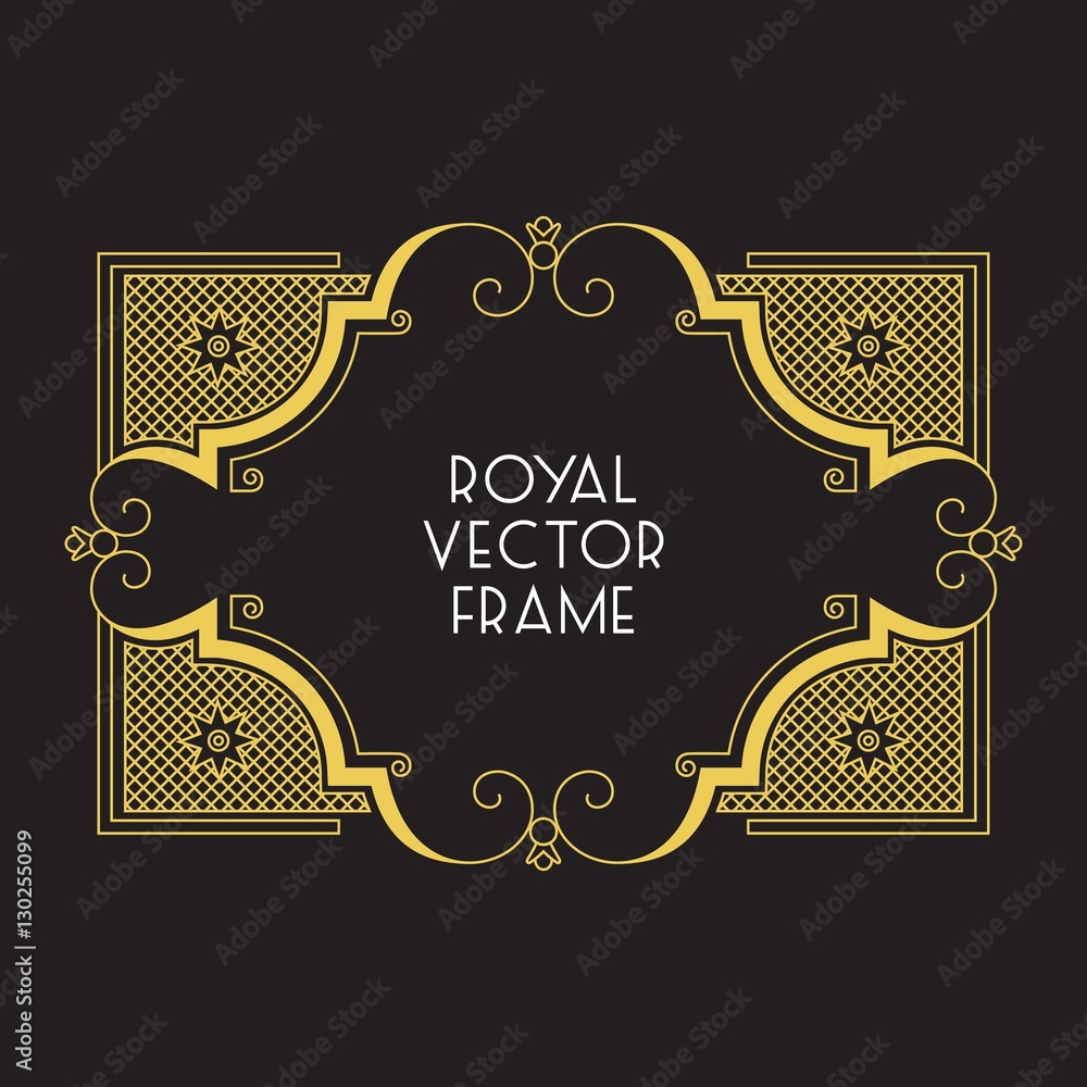 Poster Royal Frame with Copy Space for Text in Trendy Mono Line Style