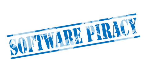 software piracy blue stamp on white background