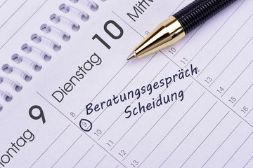 Beratungsgespräch wg Scheidung als Eintrag im Terminkalender