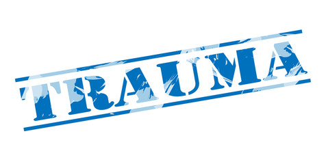 trauama blue stamp on white background