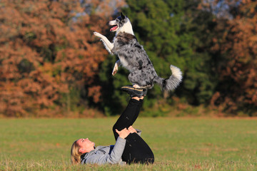 woman with her dog