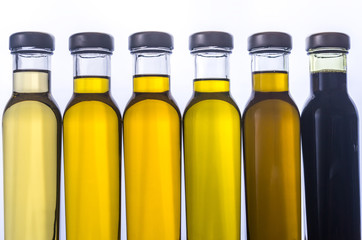 Bottles with different kinds of vegetable oil