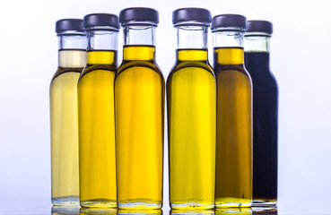 Bottles with different kinds of vegetable oil