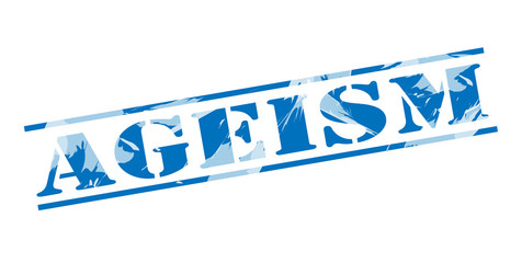 Obraz premium ageism blue stamp on white background