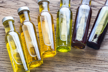 Fototapeta premium Bottles with different kinds of vegetable oil