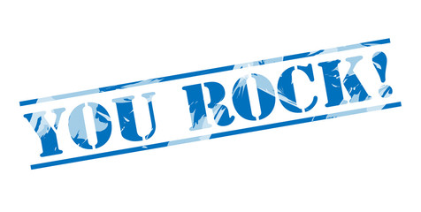 you rock! blue stamp on white background