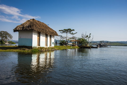 Little island at the source of the Nile, where the Nile starts, Jinja, Uganda