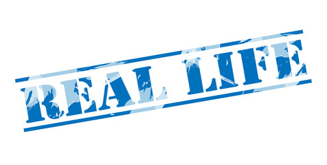 real life blue stamp on white background