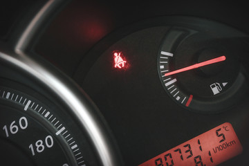 Car Dashboard or Console panel with Illuminated sign 