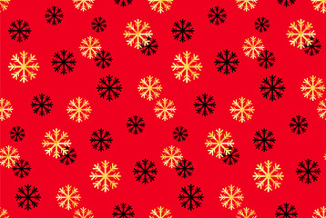 Naklejka na ściany i meble Seamless Christmas and New Year pattern.Vector abstract background with golden, black snowflakes.