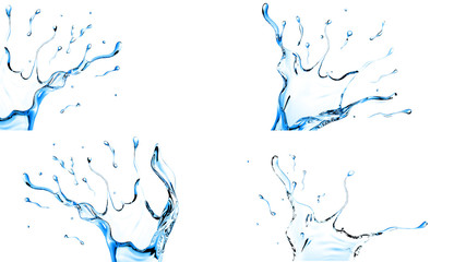 Set, Pack, a collection of transparent isolated bursts of water,
