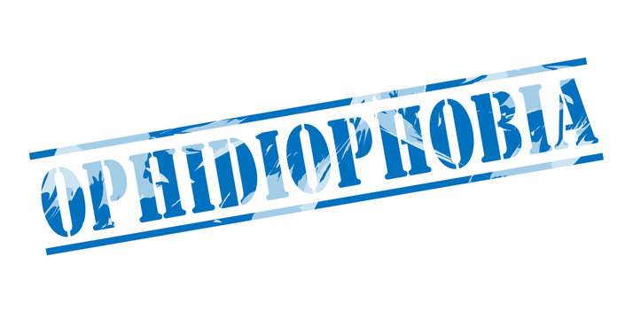 ophidiophobia blue stamp on white background