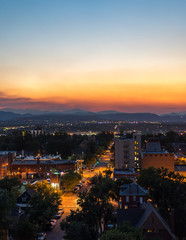 Denver Skyline and Rocky Mountains Sunset