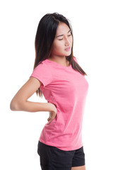 Fototapeta premium Young Asian woman got back pain..