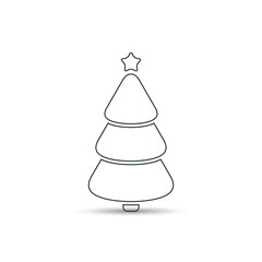 Christmas tree outline icon, vector simple design. Black symbol of fir-tree, isolated on white background.