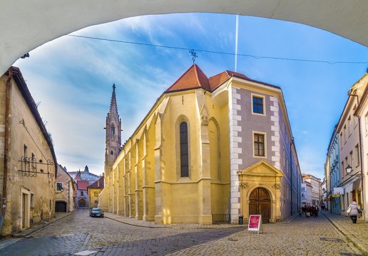 Catholic gothic church of the Poor Clares Clarissine and the Castle in Bratislava,  Slovakia