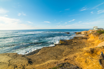 Fototapeta na wymiar Rocks and sand in La Jolla coastline