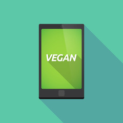 Long shadow smart phone with    the text VEGAN