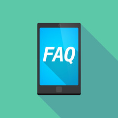 Long shadow smart phone with    the text FAQ