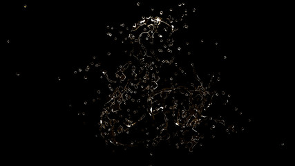 Beautiful splash of water isolated on a black background. 3d ill