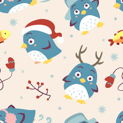 vector penguin seamless pattern