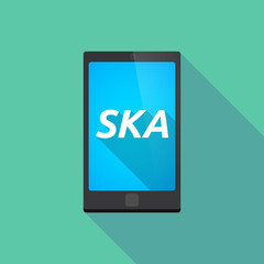 Long shadow smart phone with    the text SKA