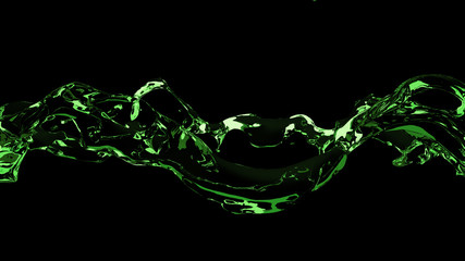 Beautiful splash of water isolated on a black background. 3d ill