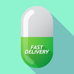 Long shadow medical pill with  the text FAST DELIVERY