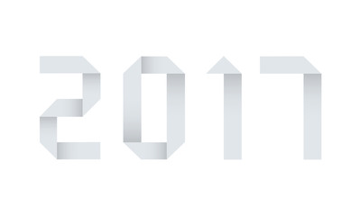 Vector modern 2017 new year origami paper on white