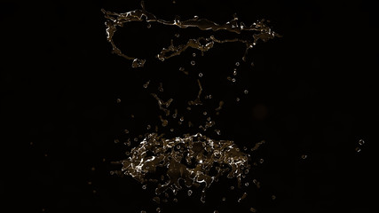 Obraz premium Beautiful splash of water isolated on a black background. 3d ill