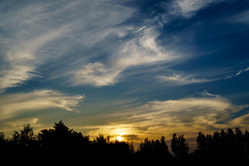 Fototapeta na wymiar Dramatic cloudy sky in twilight time