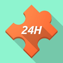 Long shadow puzzle piece with    the text 24H