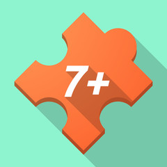 Long shadow puzzle piece with    the text 7+