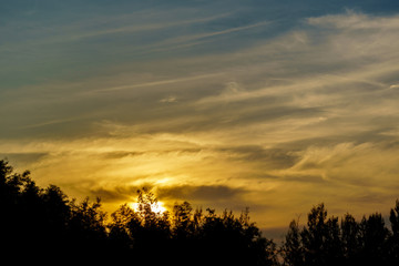 Fototapeta na wymiar Dramatic cloudy sky in twilight time